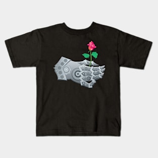 Steampunk hand giving flower Kids T-Shirt